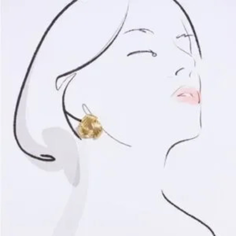 Gold Ruffle Ribbed Earrings (1111) - Picture 3 of 3